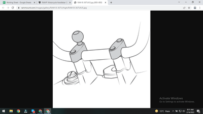 RAM® Motorcycle Handlebar Clamp Base with M8 Bolts - RAM-B-367U - OC Mounts