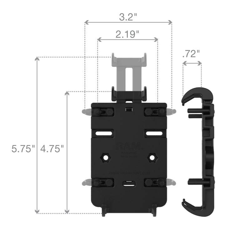 RAM® Quick-Grip™ Phone Mount with RAM® Tough-Strap™ Handlebar Base - RAP-B-460-A-PD3U - OC Mounts