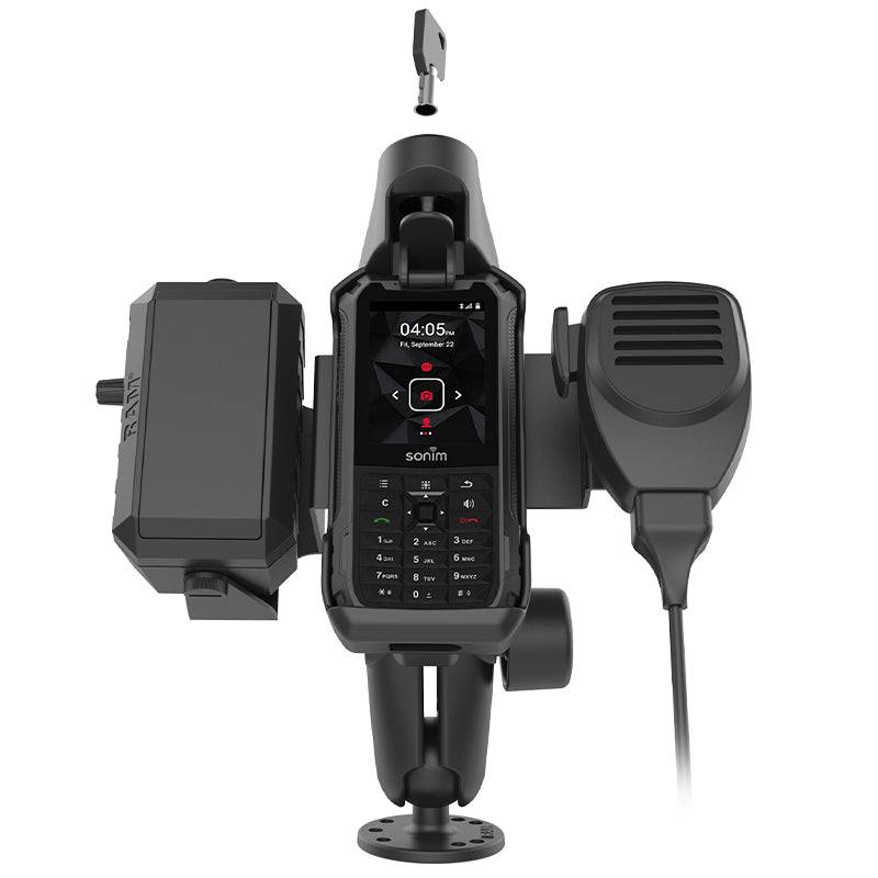 RAM® Double Ball Mount for Sonim XP5s with Speaker & Hardwire Bundle - RAM-138-S-SNM1PL-V7B1U - OC Mounts