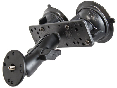 RAM® Twist-Lock™ Dual Suction Mount with 1/4"-20 Male Threaded Adapter - RAM-B-101U-BR1 - OC Mounts