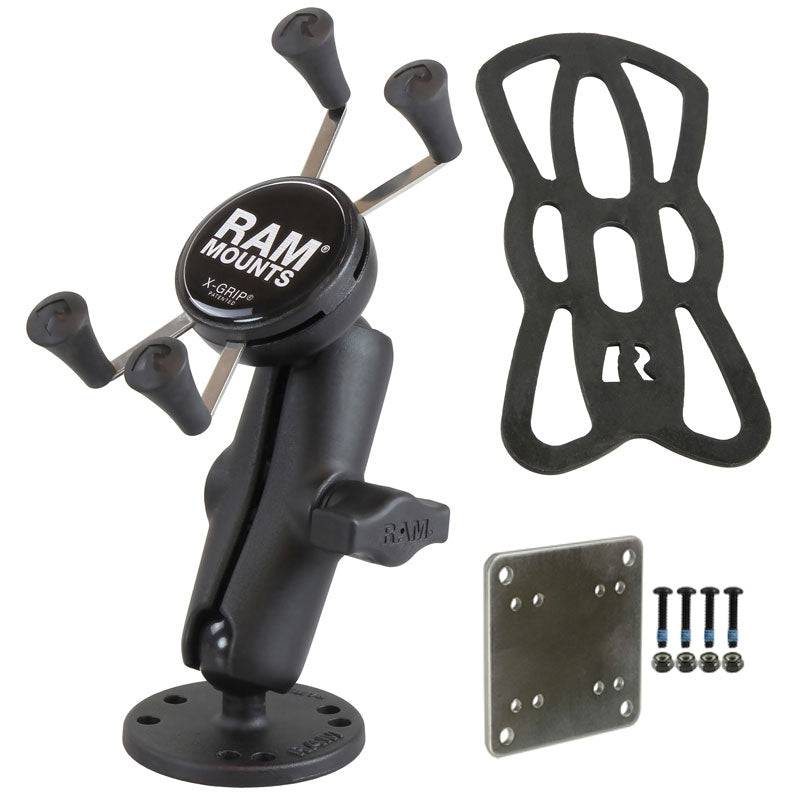 RAM® X-Grip® Phone Mount with Drill-Down Base & Backer Plate - RAM-B-138-UN7-225BU - OC Mounts