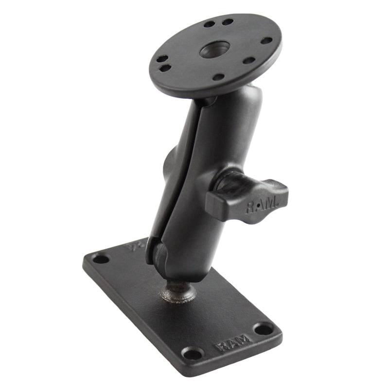 RAM® Double Ball Mount with Round Plate and 2" x 4" Plate - RAM-B-101-24U - OC Mounts