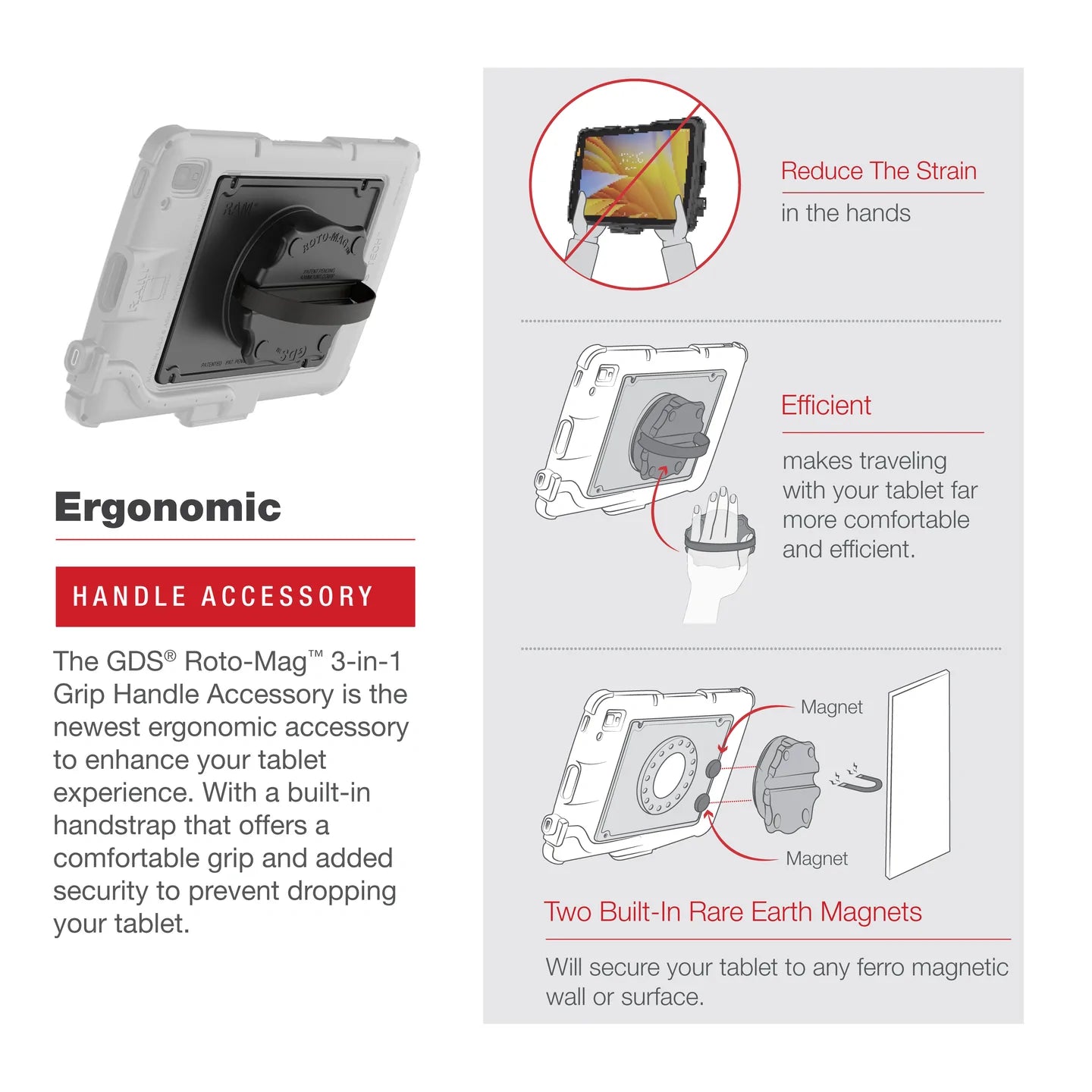 GDS® Roto-Mag™ 3-in-1 Accessory for Zebra ET4x 10” Enterprise Tablet - RAM-GDS-ROTO2-ZE21U