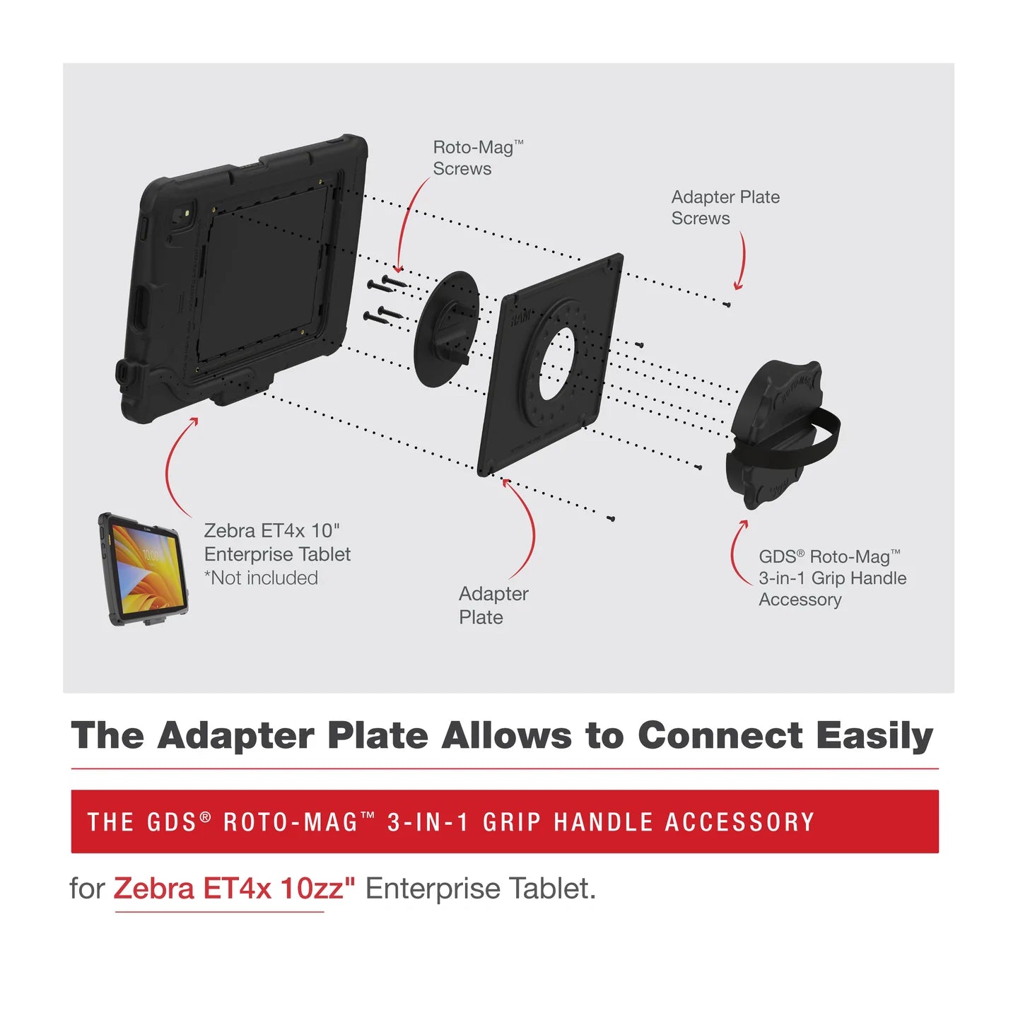 GDS® Roto-Mag™ 3-in-1 Accessory for Zebra ET4x 10” Enterprise Tablet - RAM-GDS-ROTO2-ZE21U
