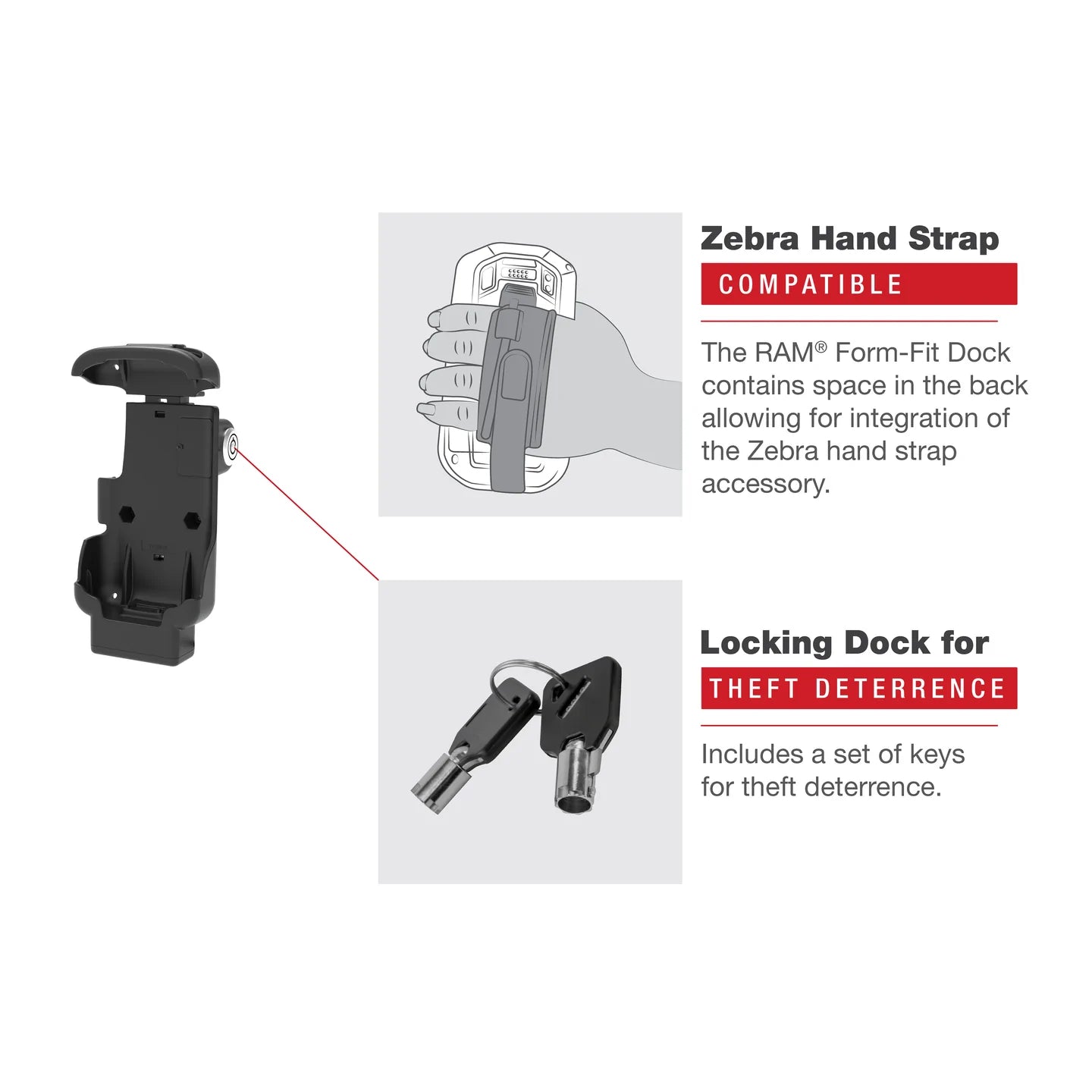 RAM® Key-Locking Form-Fit Holder for Zebra TC73 & TC78 - RAM-HOL-ZE17L-NP-1U