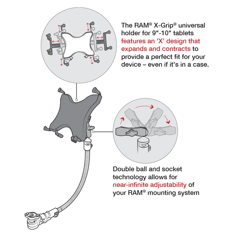 RAM® Tablet Mount for Wheelchairs with Quick Release & Swivel Feature - RAP-AAPR-WCT-114P-18-UN9U