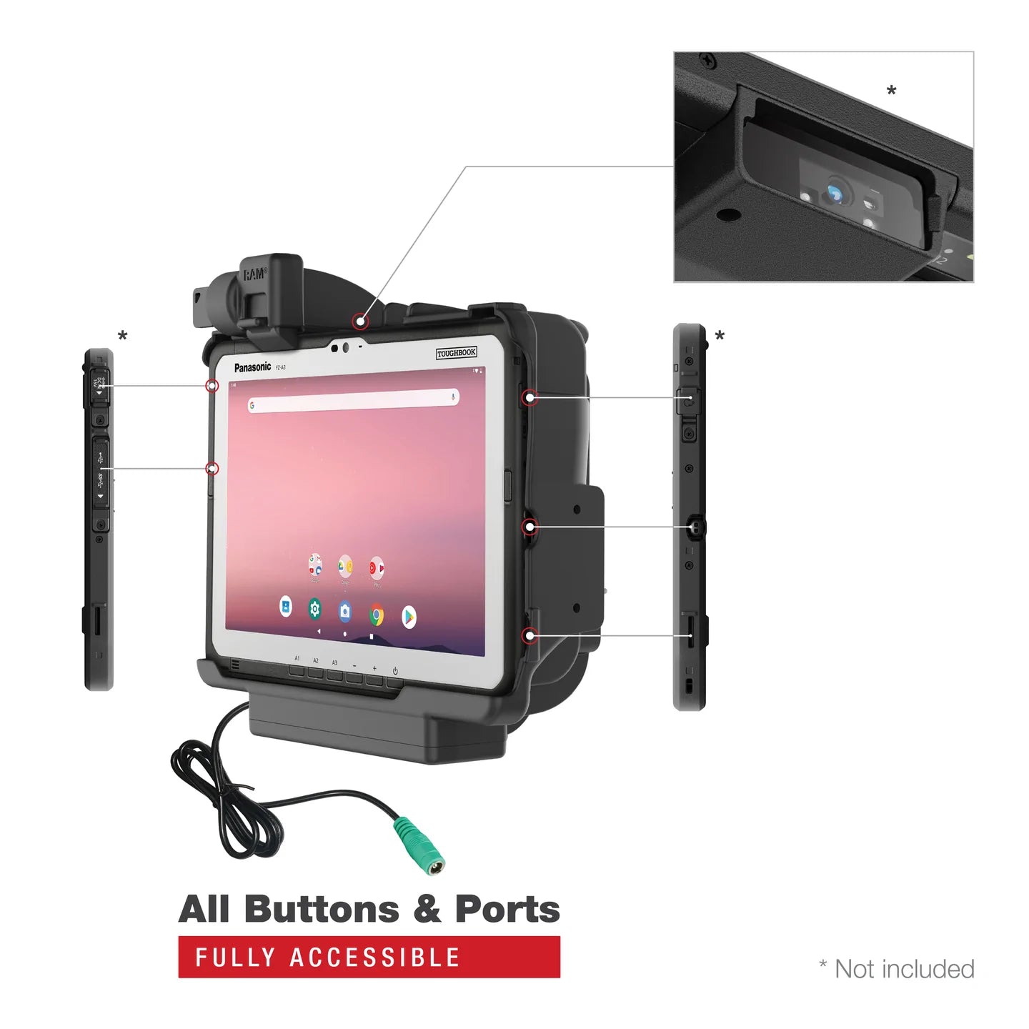 RAM® Locking Powered Dock for Panasonic FZ-A3 - RAM-HOL-PAN16PLU