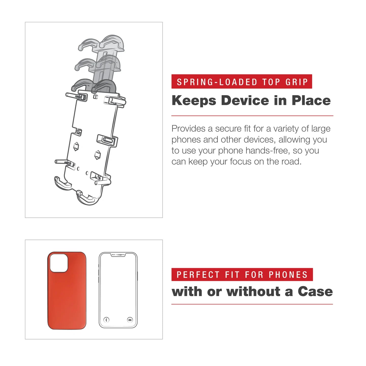 RAM® Quick-Grip™ XL Phone Mount with Low-Profile Tough-Claw™ - RAM-HOL-PD4-400-1U