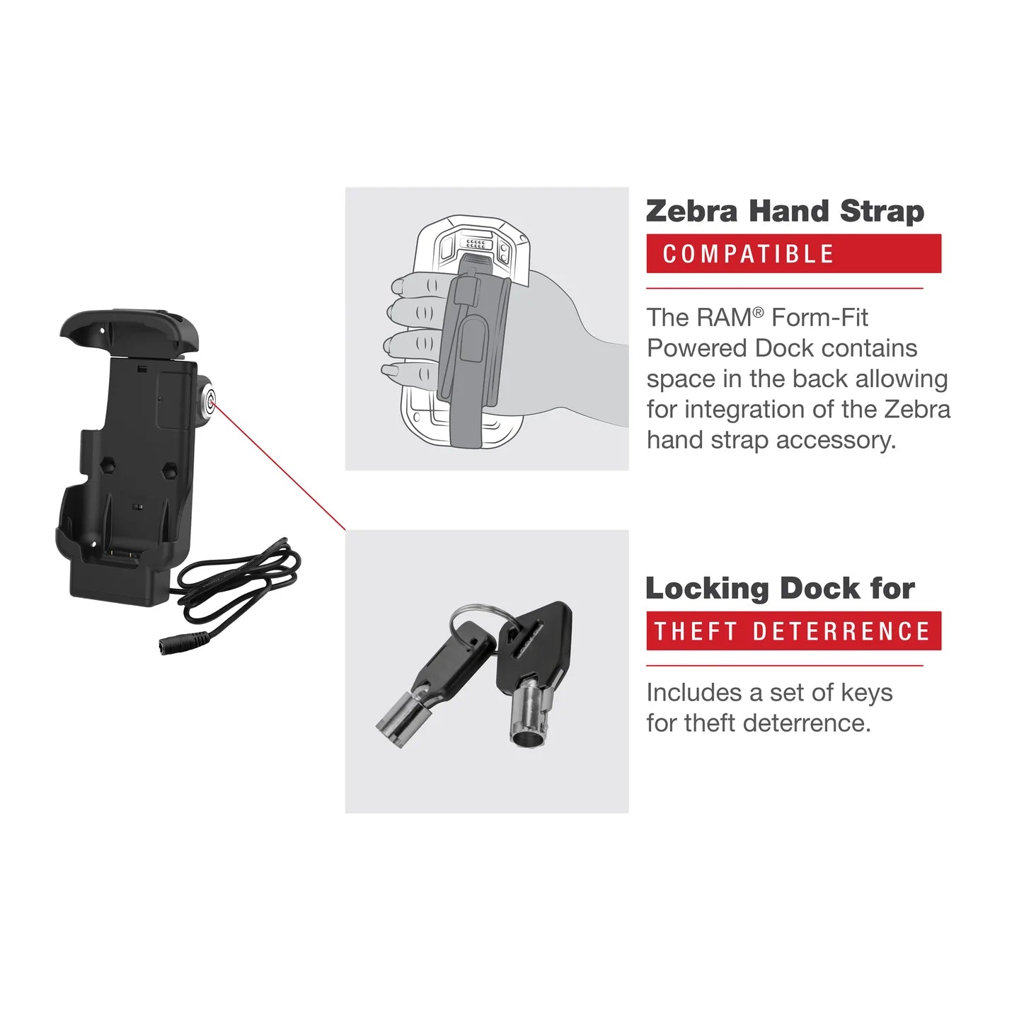 RAM® Key-Locking Form-Fit Powered Dock for Zebra TC73 & TC78 - RAM-HOL-ZE17L-1U