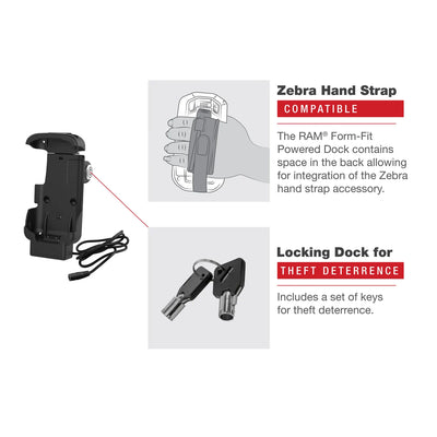 RAM® Key-Locking Form-Fit Powered Dock for Zebra TC73 & TC78 - RAM-HOL-ZE17L-1U