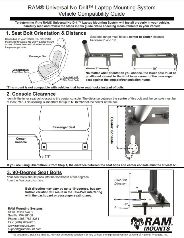 RAM® No-Drill™ Universal Vehicle Floor Mount - RAM-VB-196-SW2